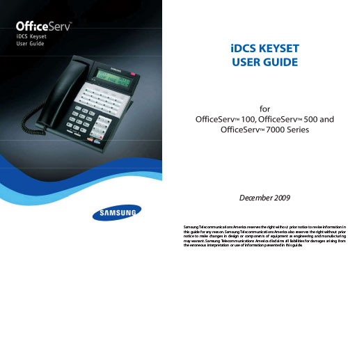 Samsung OfficeServ DCS Keyset User Guide
