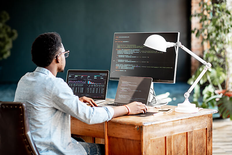 man working on laptop