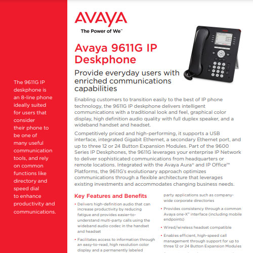 9611G IP Deskphone Fact Sheet