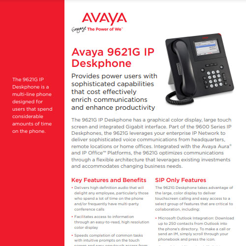 9621G IP Deskphone Fact Sheet