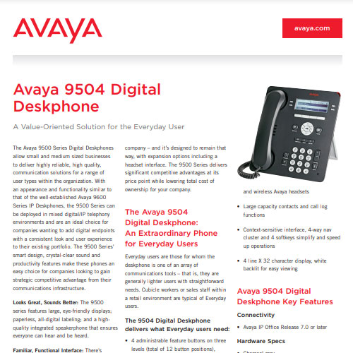 9504 Digital Deskphone Fact Sheet