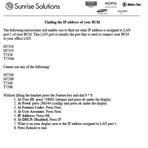 Finding the IP Address of your BCM