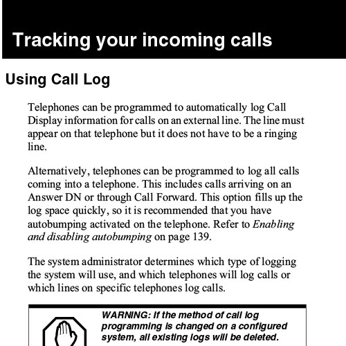 Norstar – How to Use Call Logs