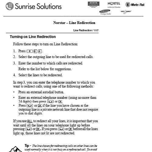 Norstar – Line Redirection